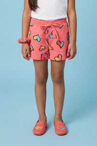 Coral Heart Print Shorts H874