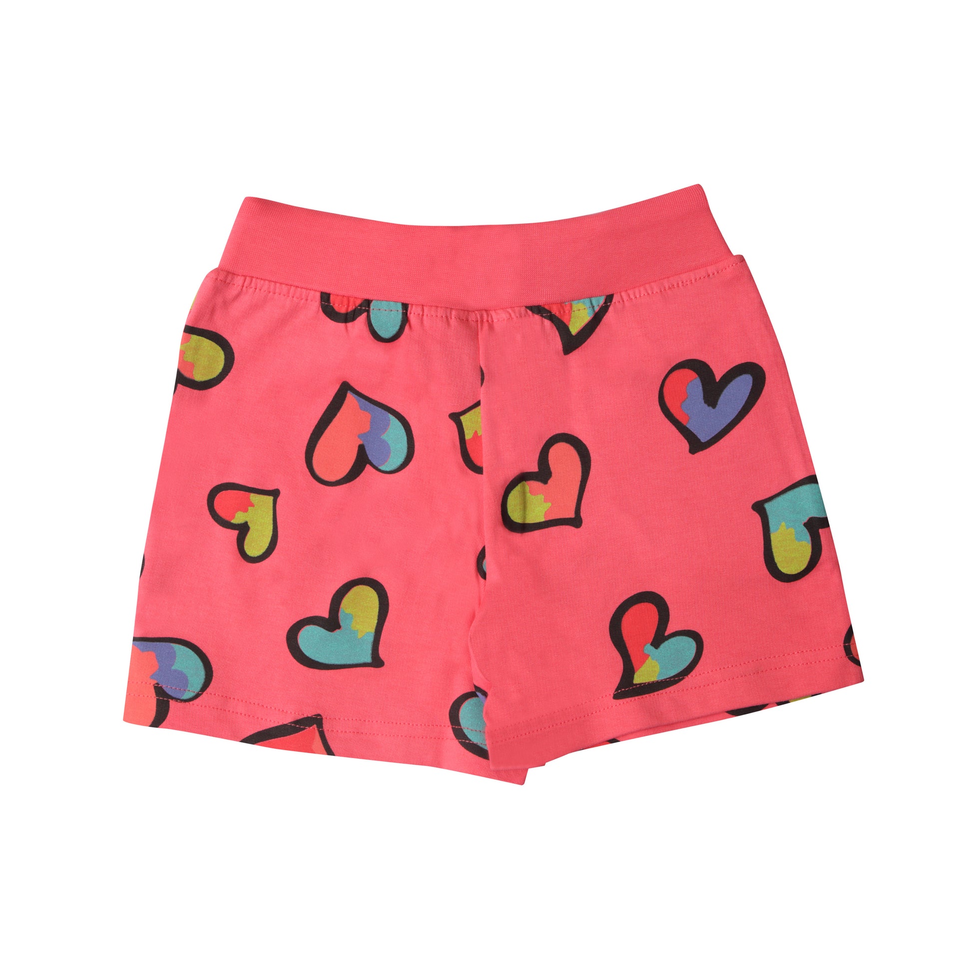 Tomato Red Shorts Heart Printed Regular Fit