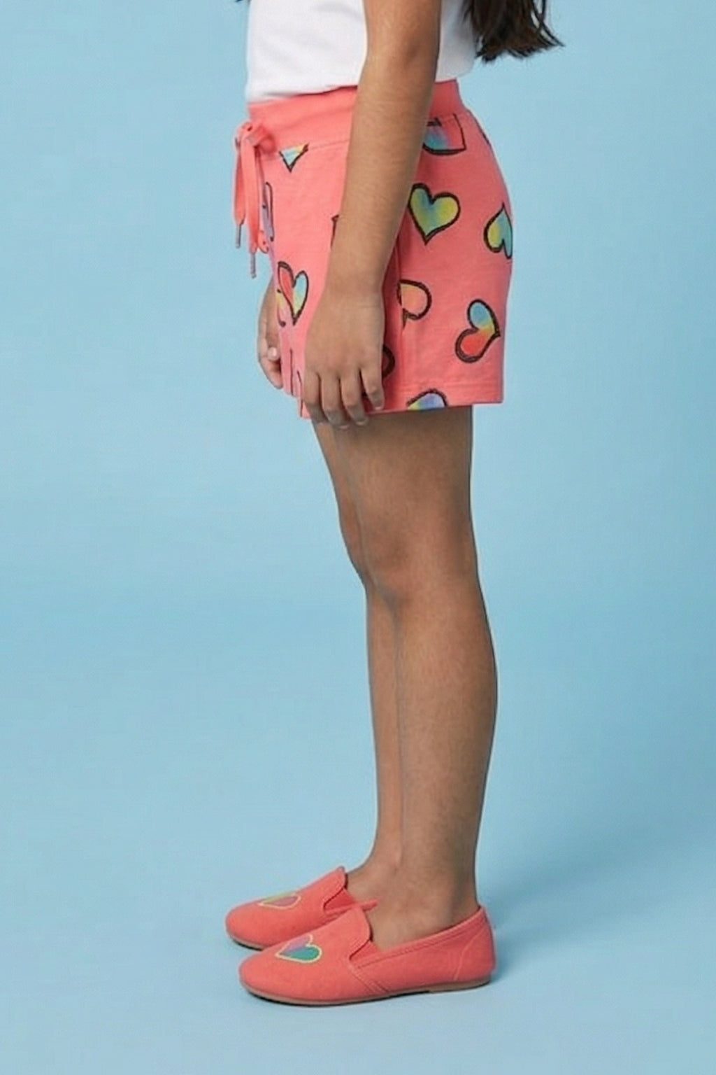 Sweet Coral Heart Print Shorts H874