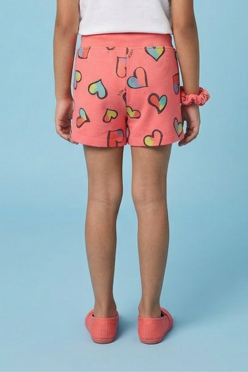 Sweet Coral Heart Print Shorts H874