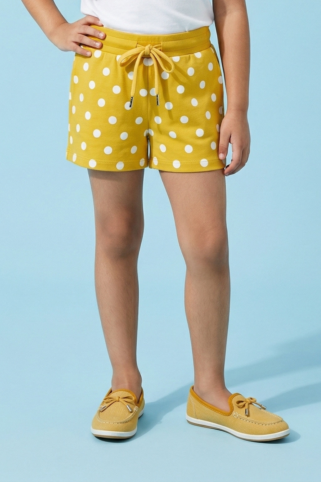 Mustard Printed Polka Dot Shorts H875