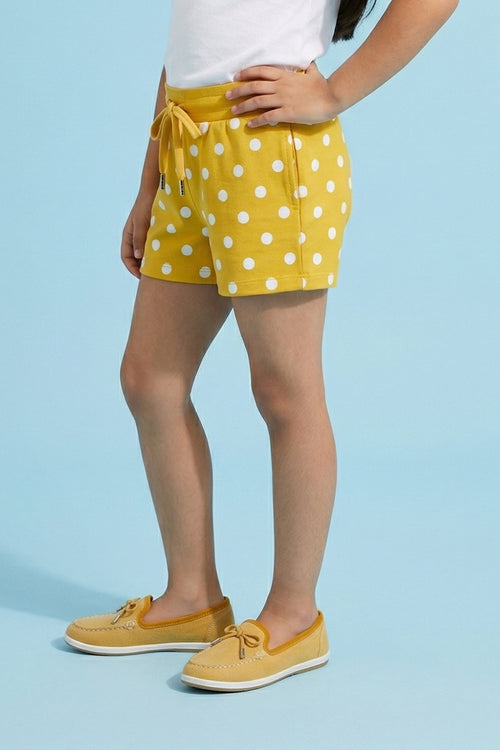 Mustard Printed Polka Dot Shorts H875