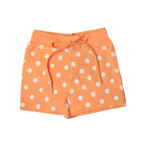 Peach Small Dots Printed Shorts In Regular Fit