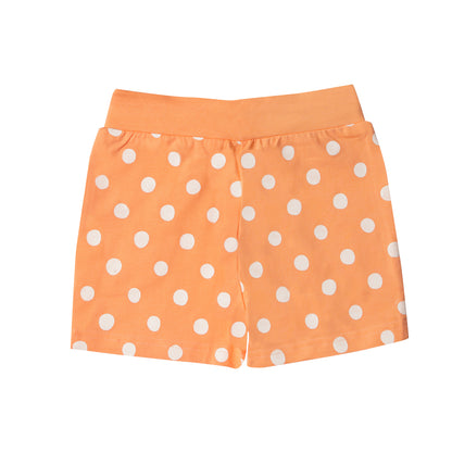 Peach Small Dots Printed Shorts In Regular Fit