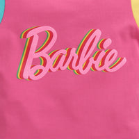 Pink Color-Block Barbie Logo T-Shirt – Trendy Summer Wear