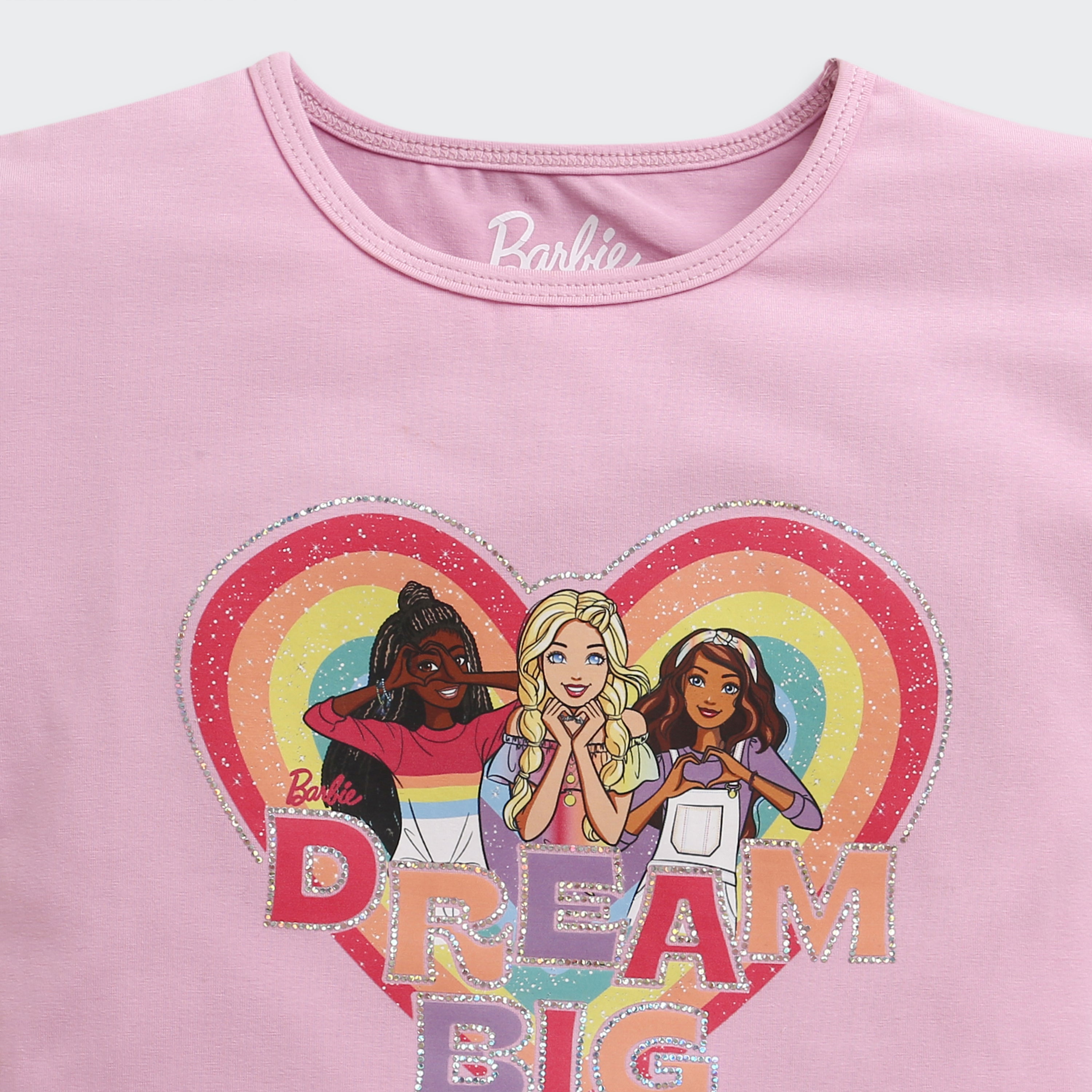 Lilac Barbie Heart Print T-Shirt – Cute Everyday Top for Girls