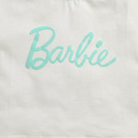White Color-Block Barbie Logo Tee – Trendy Casual Top for Girls