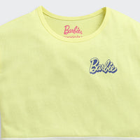 Yellow Barbie Vacay Vibes Crop Tee – Playful Holiday Style