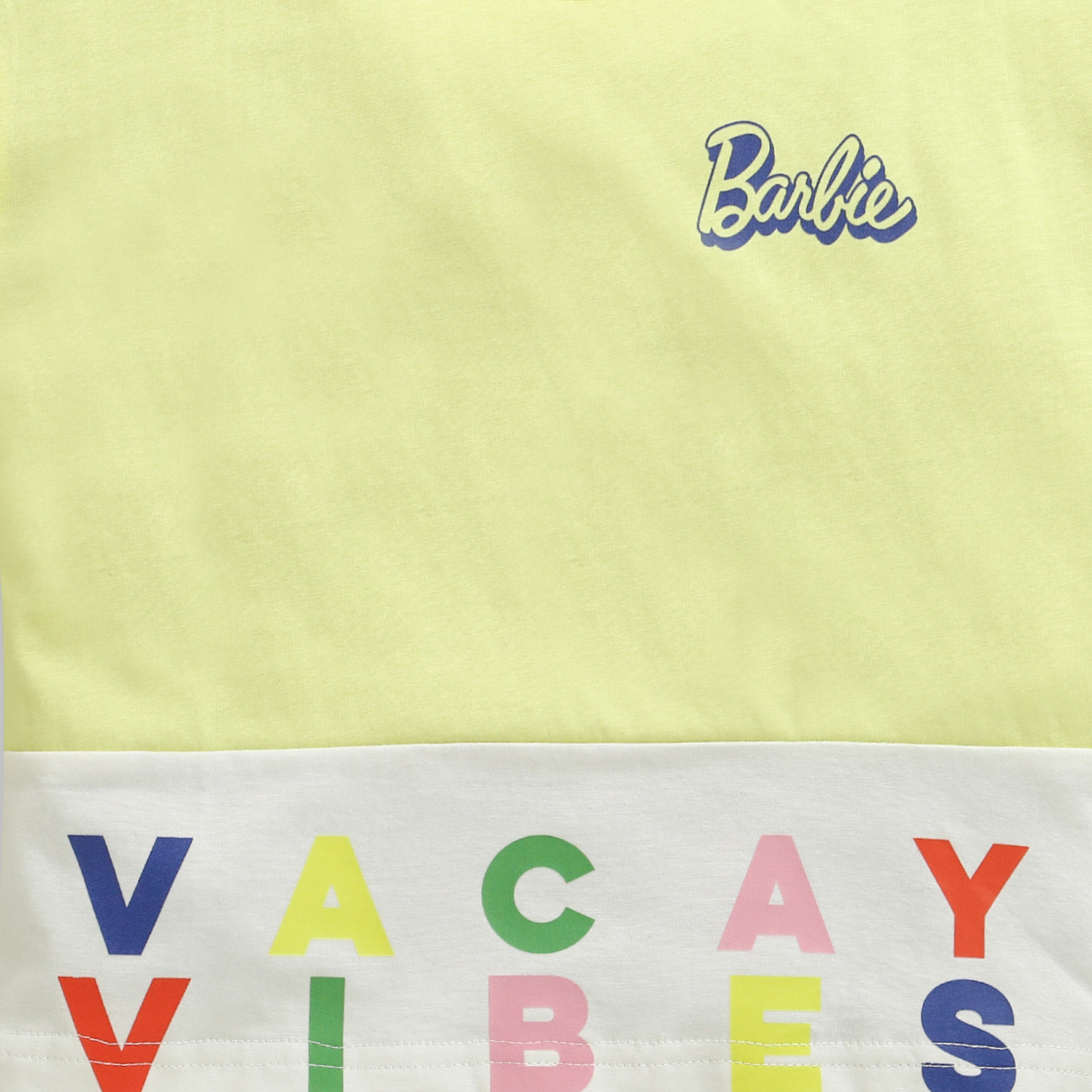 Yellow Barbie Vacay Vibes Crop Tee – Playful Holiday Style