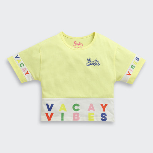 Barbie Yellow Vacay Vibes Crop T-Shirt BATP2122