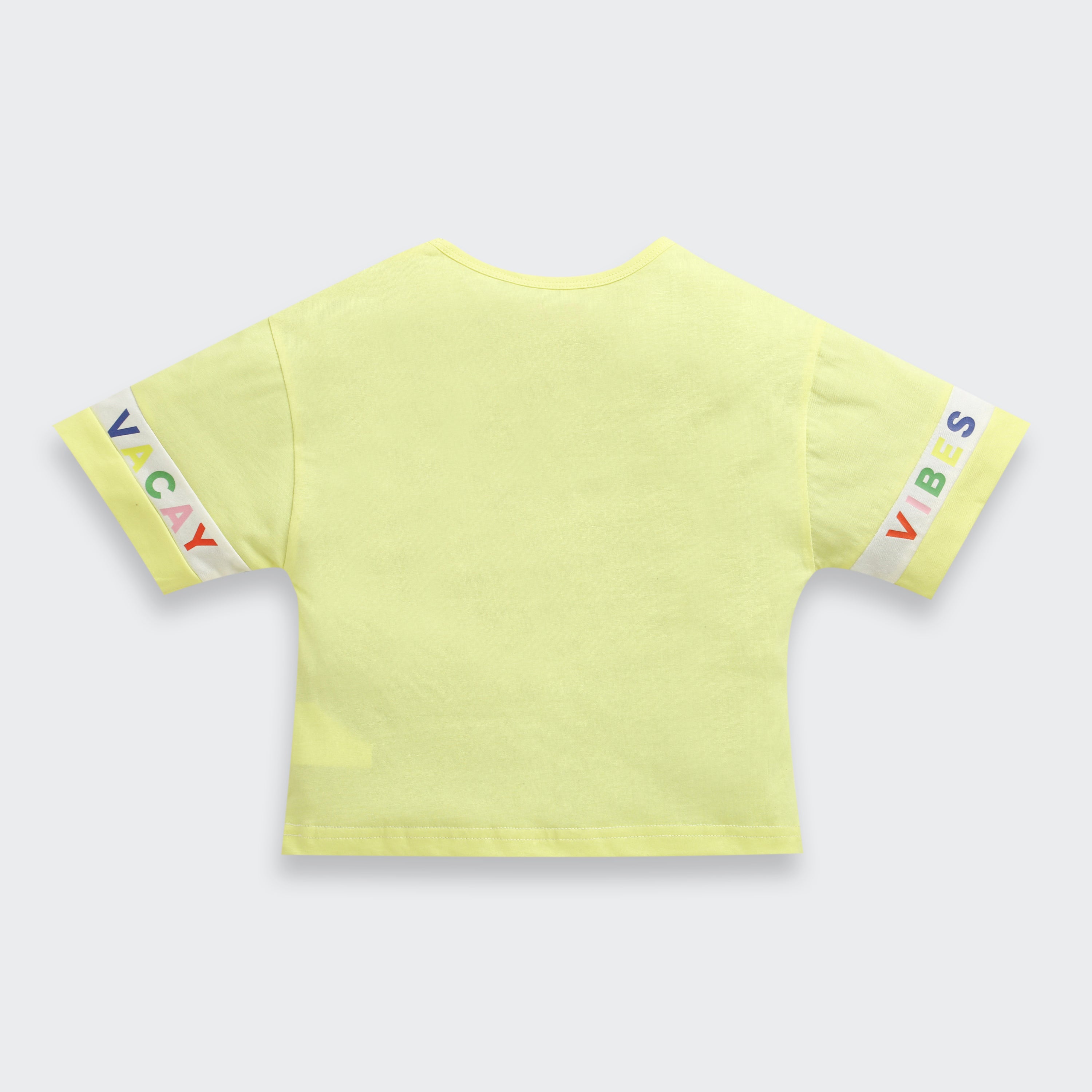 Yellow Barbie Vacay Vibes Crop Tee – Playful Holiday Style