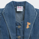 Barbie Blue Denim Sleeveless Blazer Vest For Girls | Trendy Layering Casual Wear | Kids | Tiny Girl India