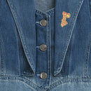 Barbie Blue Denim Sleeveless Blazer Vest For Girls | Trendy Layering Casual Wear | Kids | Tiny Girl India