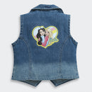 Barbie Blue Denim Sleeveless Blazer Vest For Girls | Trendy Layering Casual Wear | Kids | Tiny Girl India