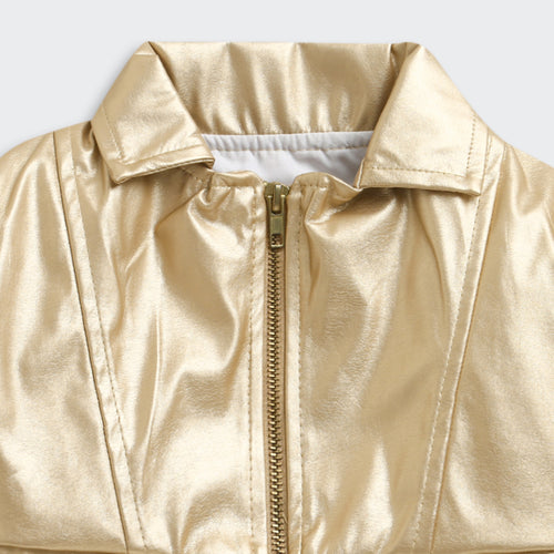 Barbie Gold Metallic Cropped Zip Jacket BAJ2053