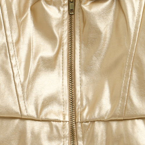 Barbie Gold Metallic Cropped Zip Jacket BAJ2053