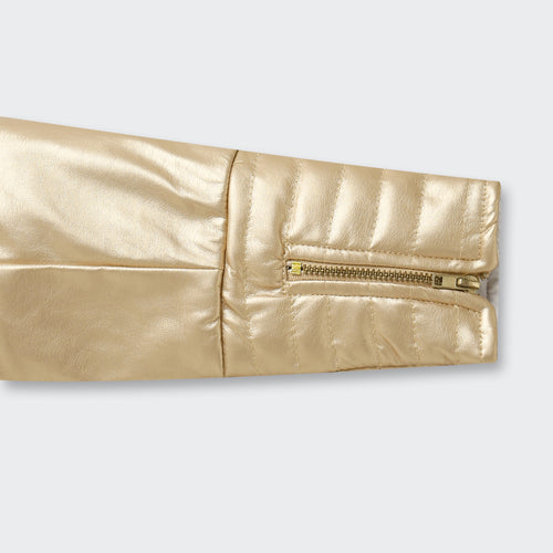 Barbie Gold Metallic Cropped Zip Jacket BAJ2053
