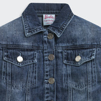 Barbie Dark Blue Classic Denim Jacket For Girls | Everyday Casual Outerwear | Kids | Tiny Girl India