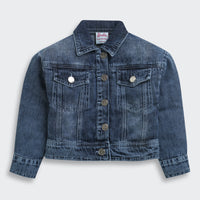 Barbie Dark Blue Classic Denim Jacket For Girls | Everyday Casual Outerwear | Kids | Tiny Girl India