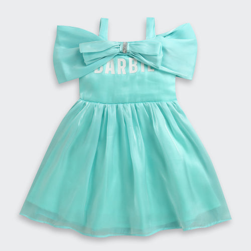 Barbie Satin Turquoise Green Party Dress BAF259
