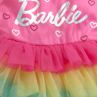Barbie Rainbow Tulle Layered Party Dress For Girls | Multicolor Birthday Frock | Kids | Tiny Girl India