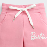 Barbie Light Pink Fleece Jogger Pants For Girls | Soft Winter Bottoms With Drawstring Waist | Kids | Tiny Girl India