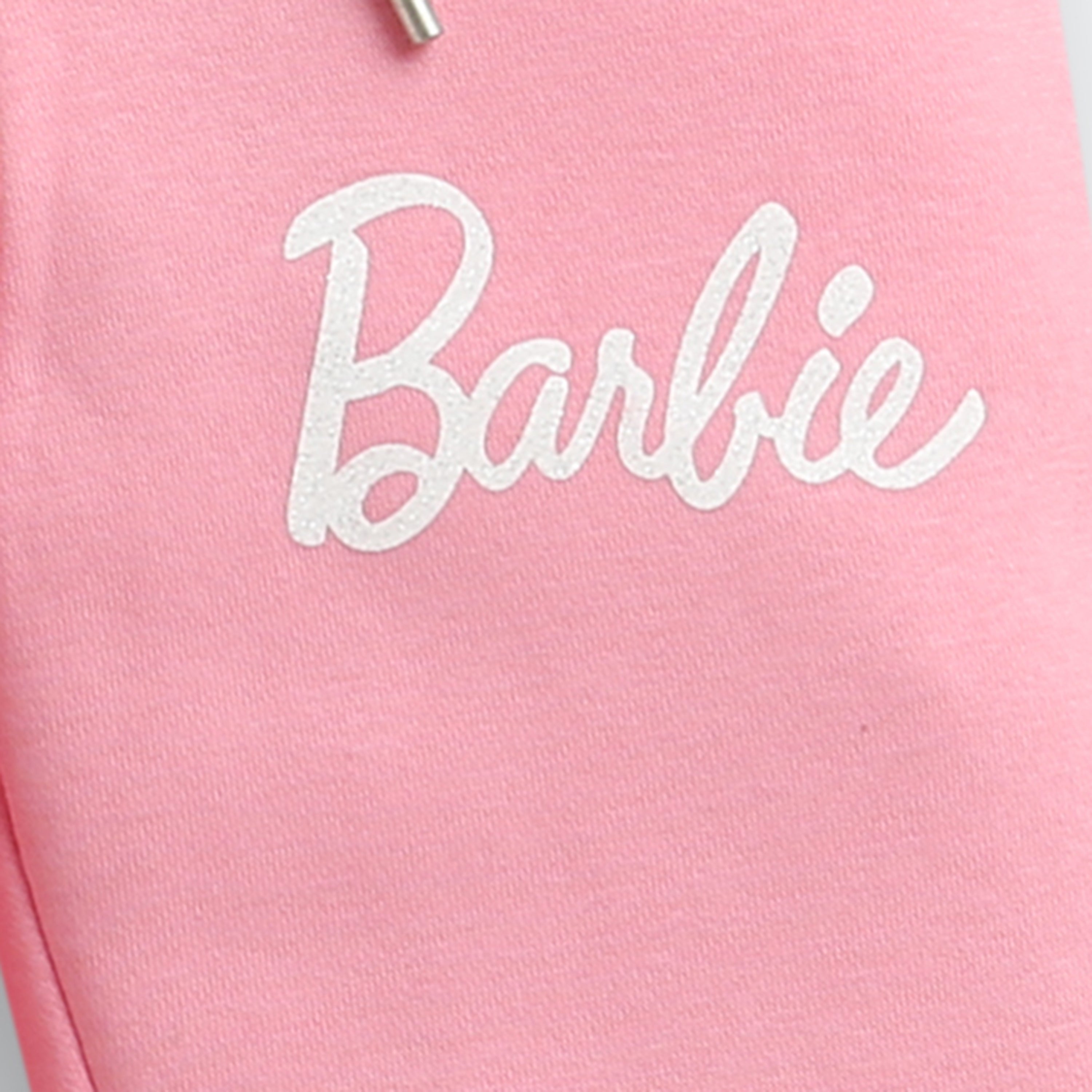 Barbie Light Pink Fleece Jogger Pants For Girls | Soft Winter Bottoms With Drawstring Waist | Kids | Tiny Girl India