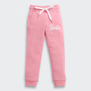 Barbie Light Pink Fleece Jogger Pants For Girls | Soft Winter Bottoms With Drawstring Waist | Kids | Tiny Girl India