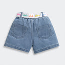 Barbie Dark Blue Denim Shorts For Girls | Logo Belt Tie Fashion Shorts | Summer Casual Wear | Tiny Girl India