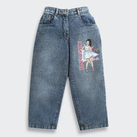 Barbie x Tiny Girl Character Print Jeans for Girls | Trendy Kidswea