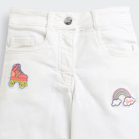 Barbie x Tiny Girl White Embroidered Jeans for Girls | Stylish Kidswear