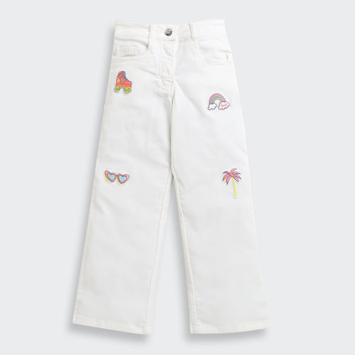 Barbie White Embroidered Jeans BAP572