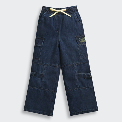Barbie Dark Blue Wide-Leg Denim Cargo Pants BAP555