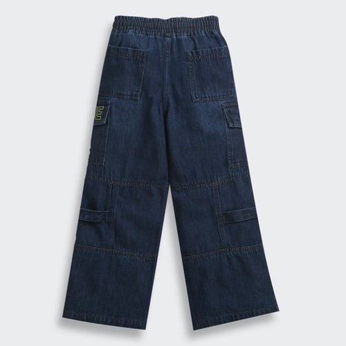 Barbie Dark Blue Wide-Leg Denim Cargo Pants BAP555