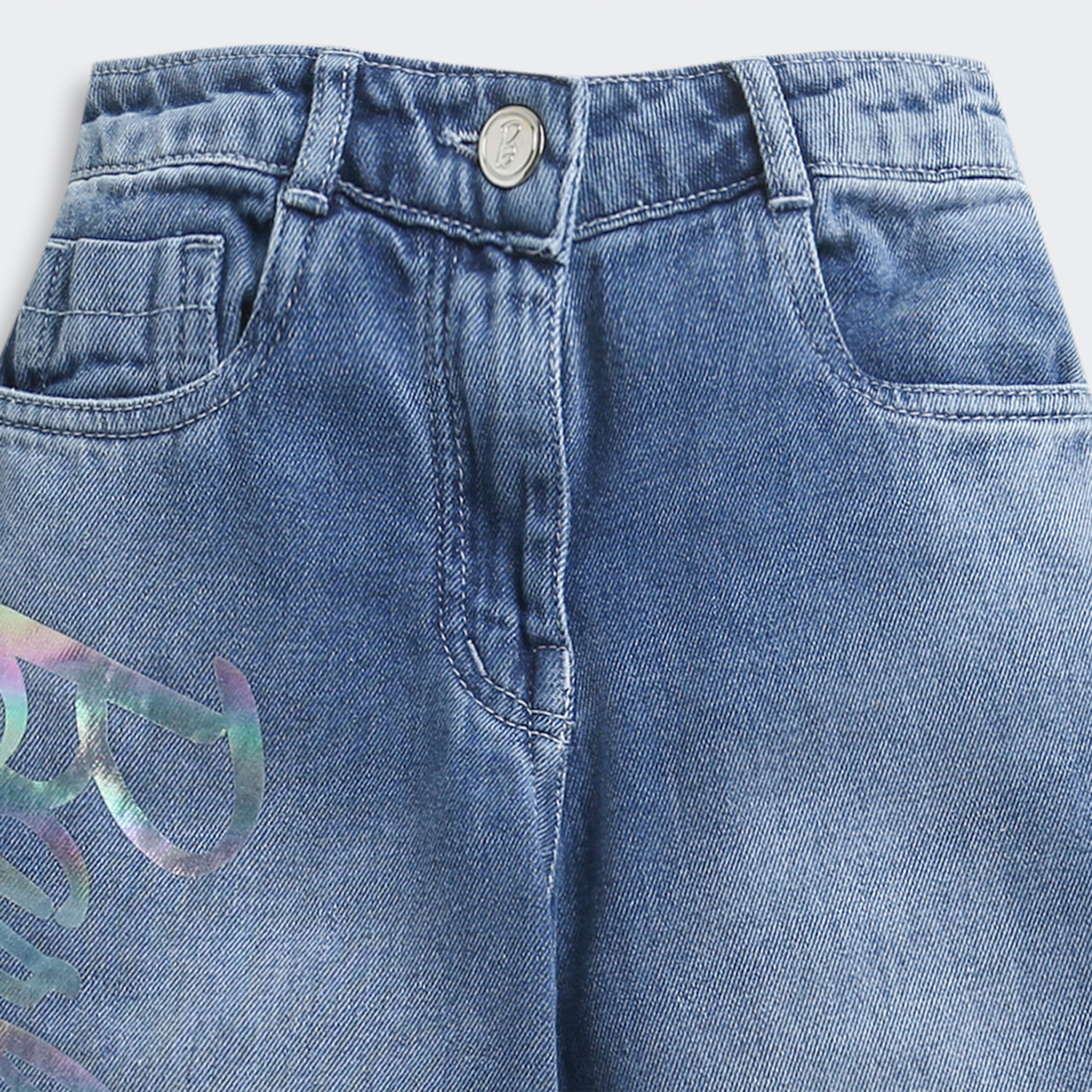 Barbie x Tiny Girl Washed Denim Pants for Girls | Trendy Kidswear