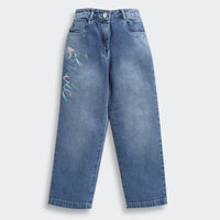 Barbie x Tiny Girl Washed Denim Pants for Girls | Trendy Kidswear