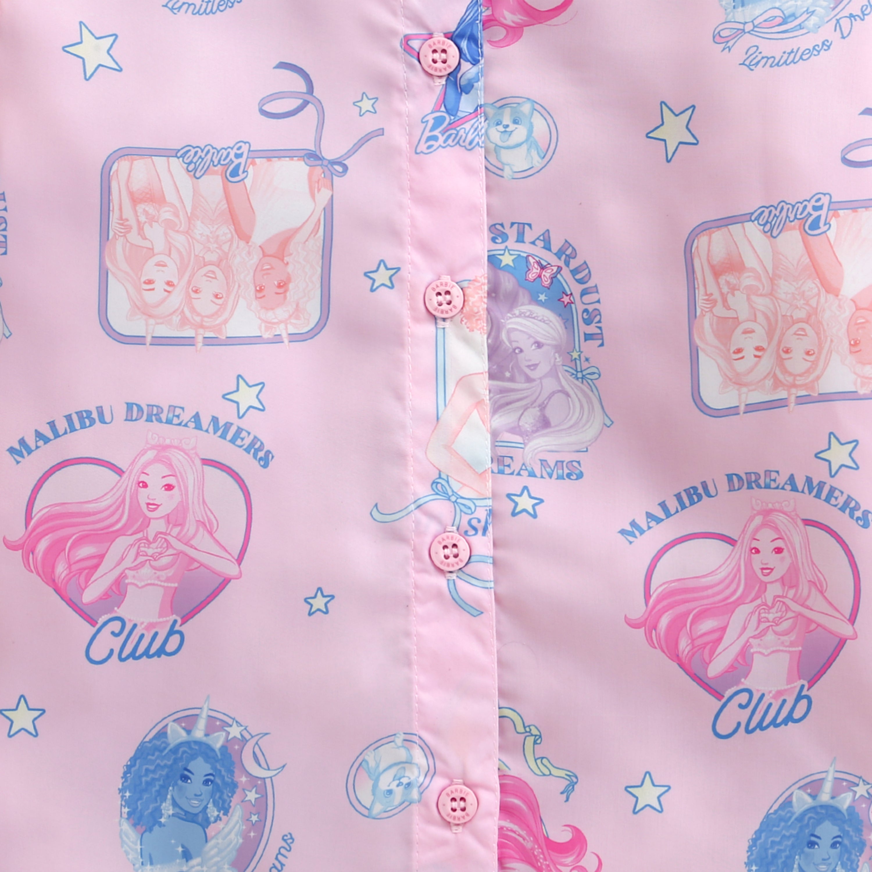 Pink Barbie Print Shirt – Classic Collared Charm
