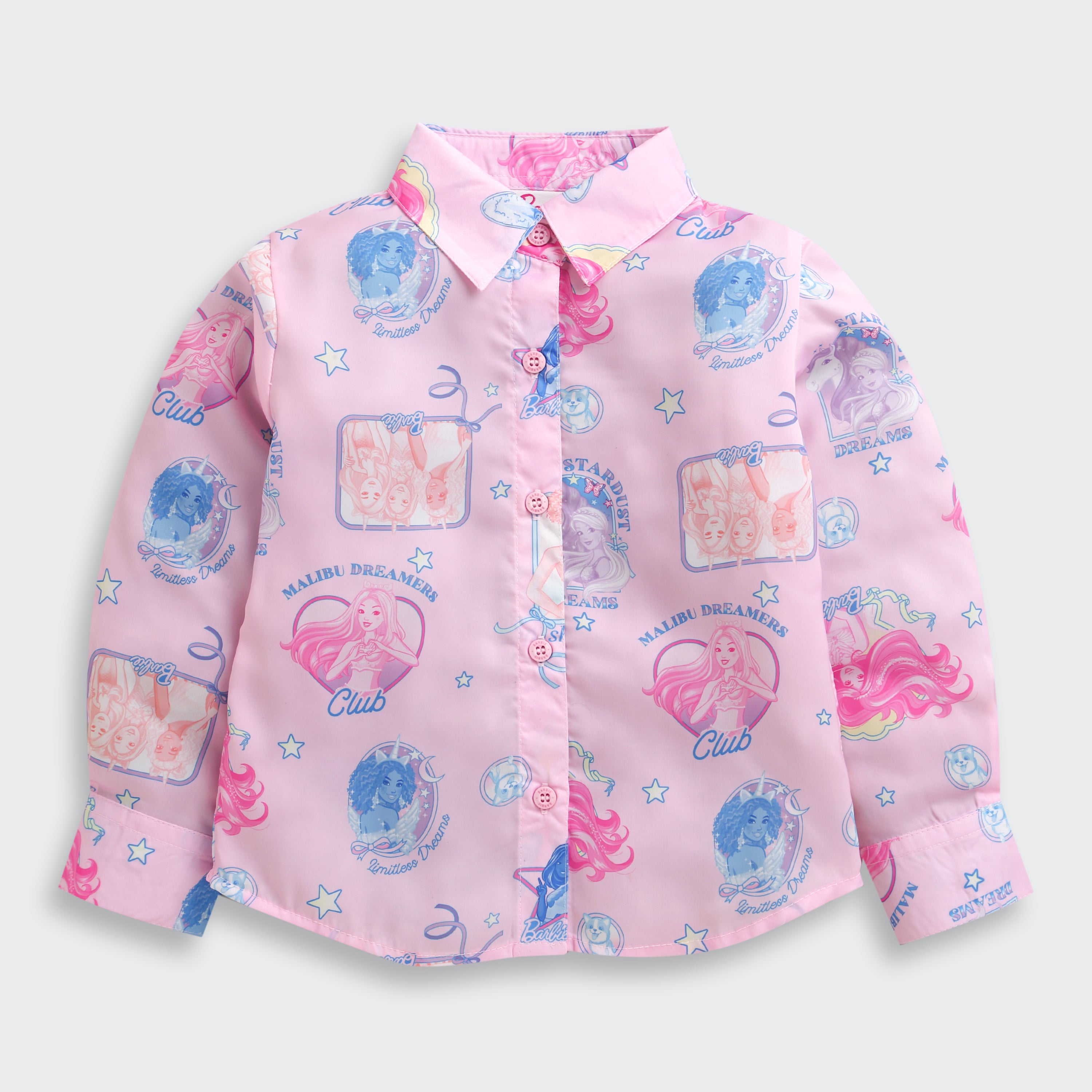 Pink Barbie Print Shirt – Classic Collared Charm