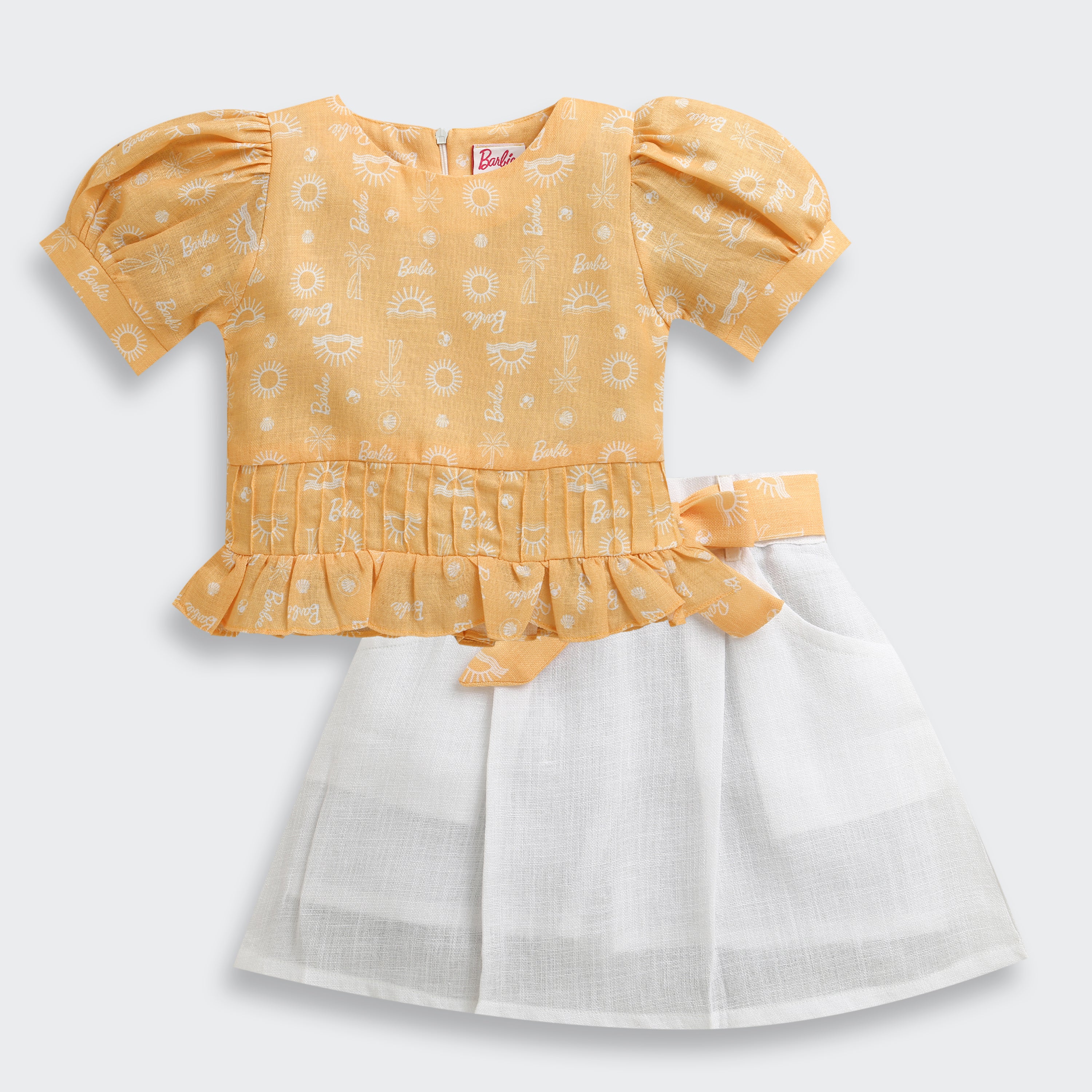 Mustard & White Lace Co-ord Set – Elegant Summer Look