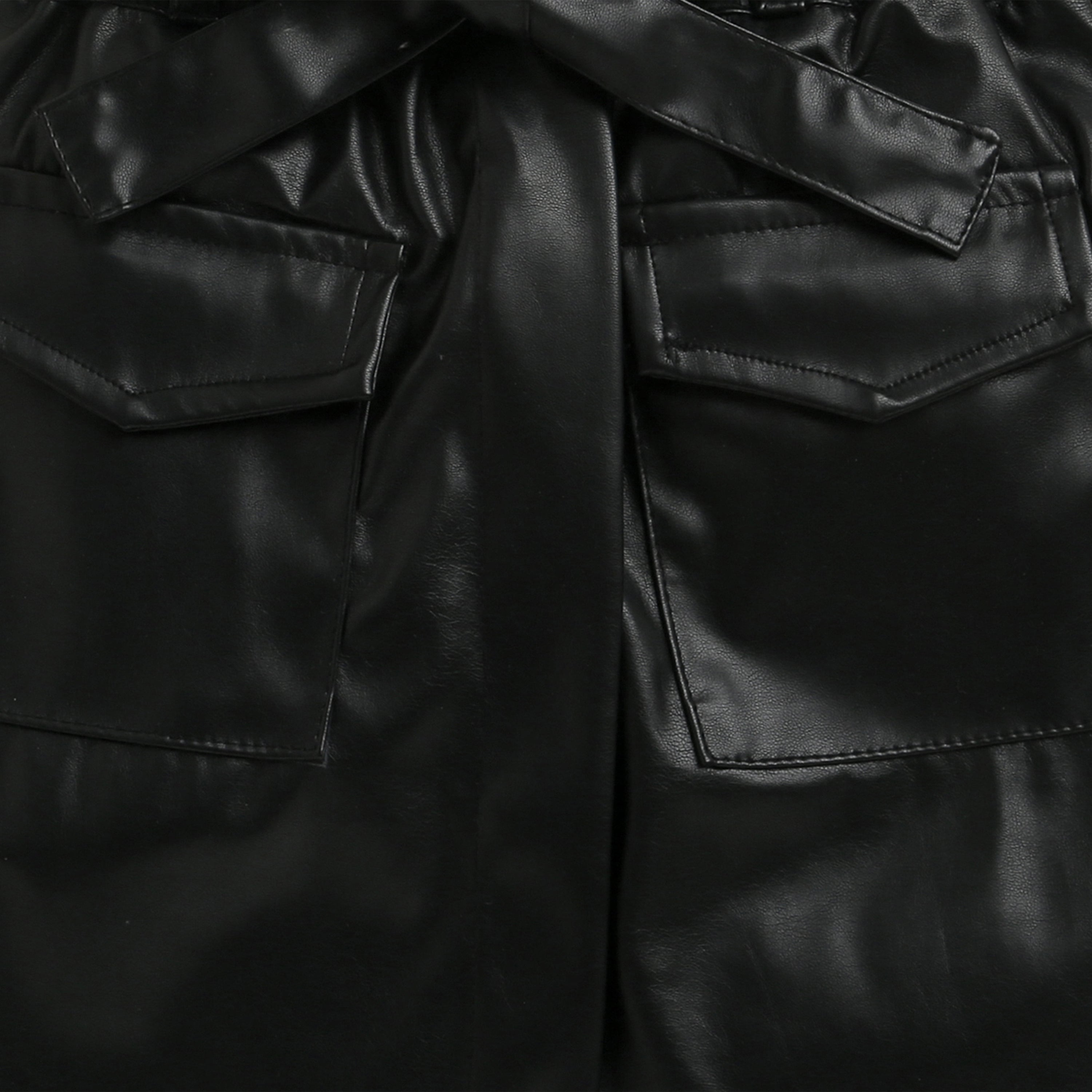 Black Faux Leather Co-ord Set – Cool Party Look for Girls