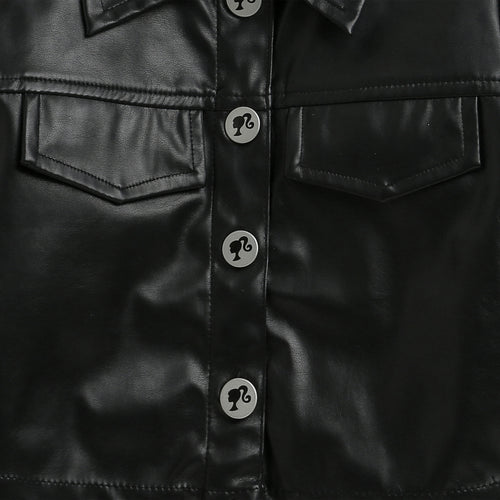 Cool Party Look Black Faux Leather Co-ord Set BASET363