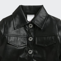 Black Faux Leather Co-ord Set – Cool Party Look for Girls