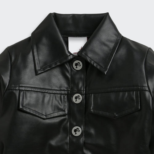 Cool Party Look Black Faux Leather Co-ord Set BASET363