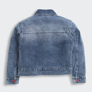 Dark Blue Floral Patch Denim Jacket J397