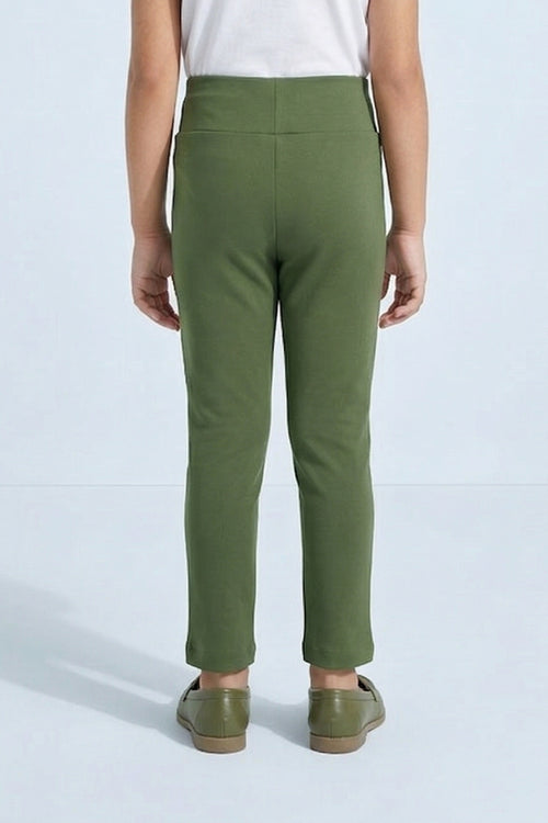 Olive Green Stretch Fit Leggings JG867