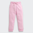 Tiny Girl Light Pink Fleece Jogger Pants for Girls | Soft Winter Track Bottoms | Comfortable Kids Wear | Tiny Girl India