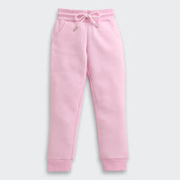 Tiny Girl Light Pink Fleece Jogger Pants for Girls | Soft Winter Track Bottoms | Comfortable Kids Wear | Tiny Girl India
