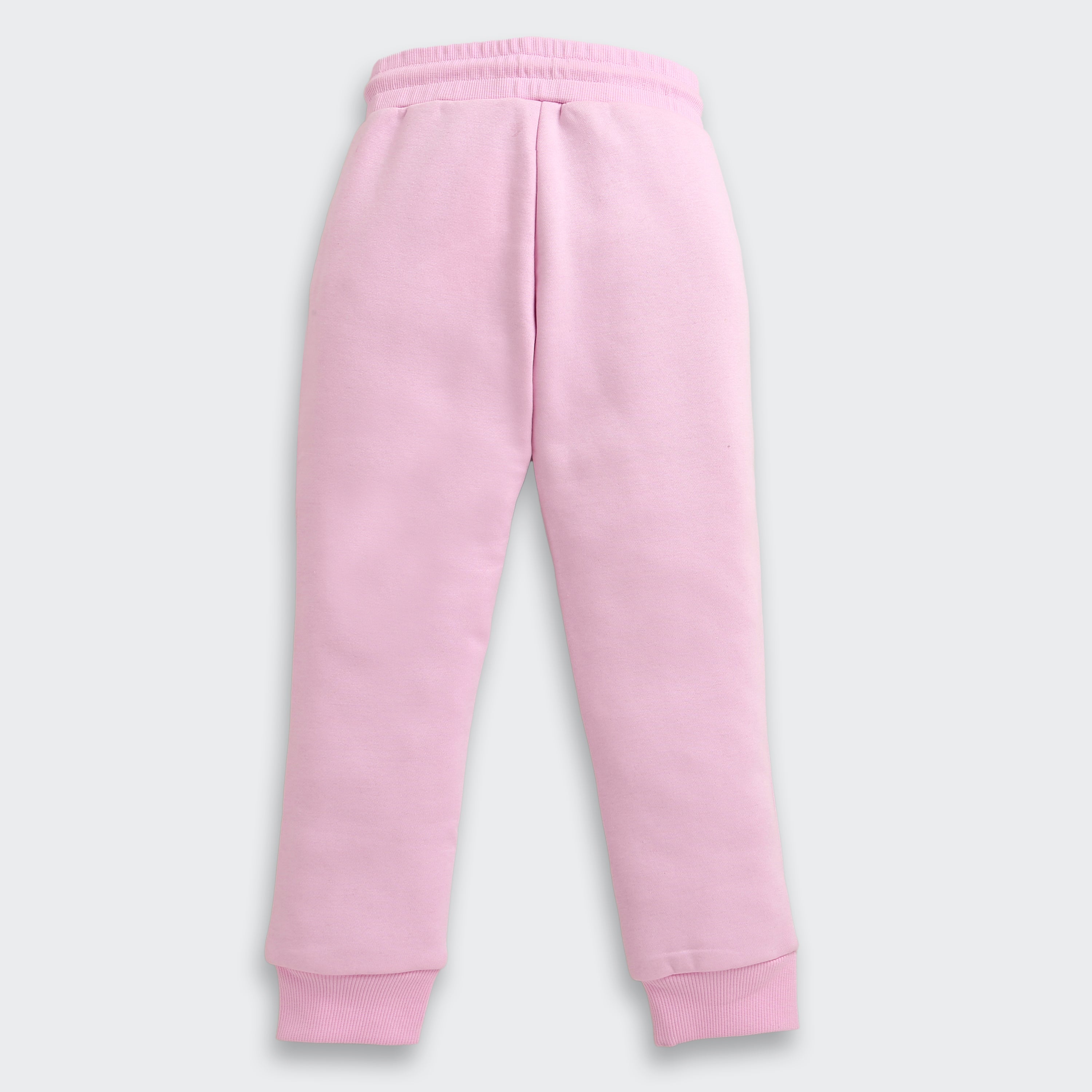 Tiny Girl Light Pink Fleece Jogger Pants for Girls | Soft Winter Track Bottoms | Comfortable Kids Wear | Tiny Girl India