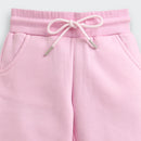Tiny Girl Light Pink Fleece Jogger Pants for Girls | Soft Winter Track Bottoms | Comfortable Kids Wear | Tiny Girl India