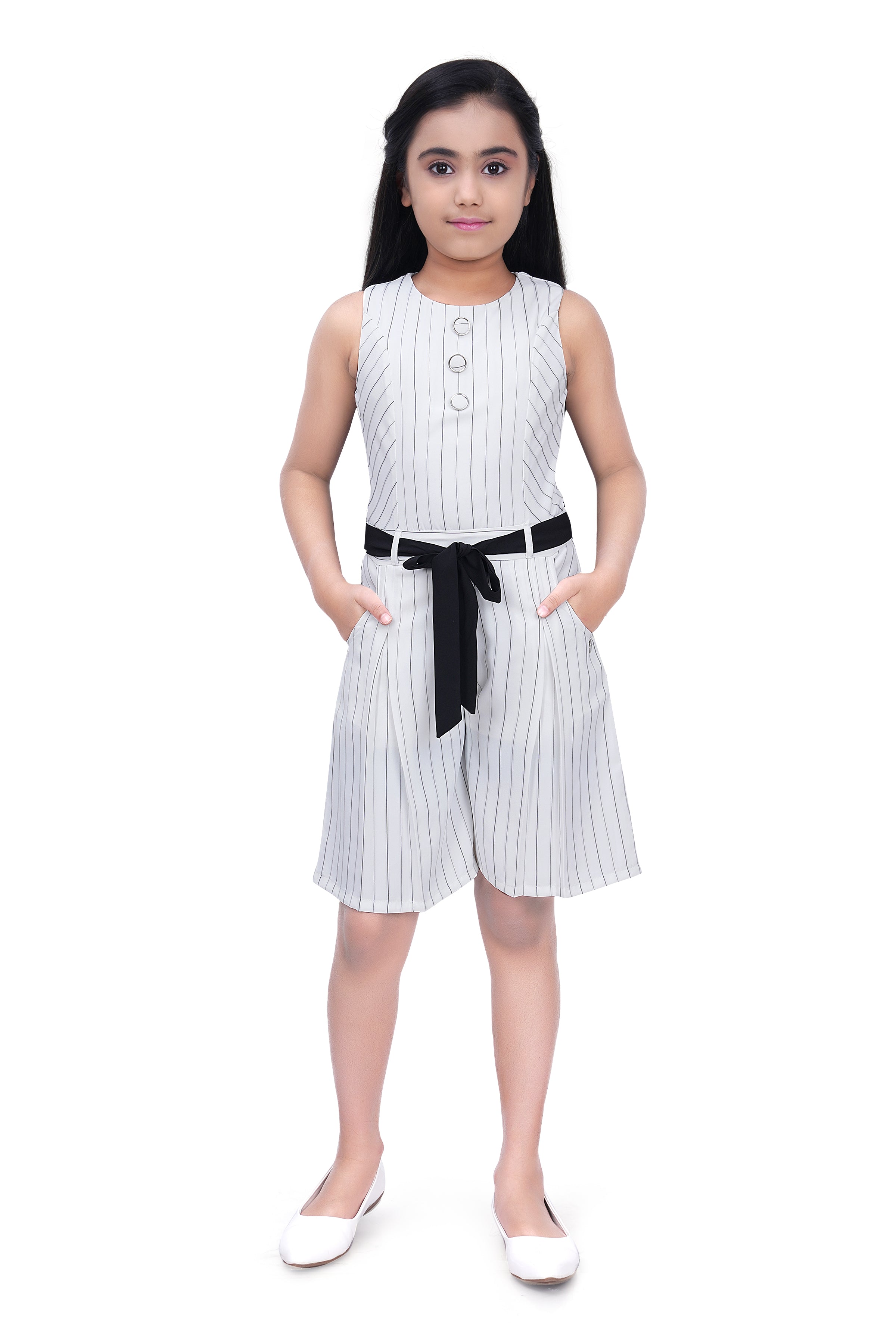 White Polka Jumpsuit – Belted Classic Fit